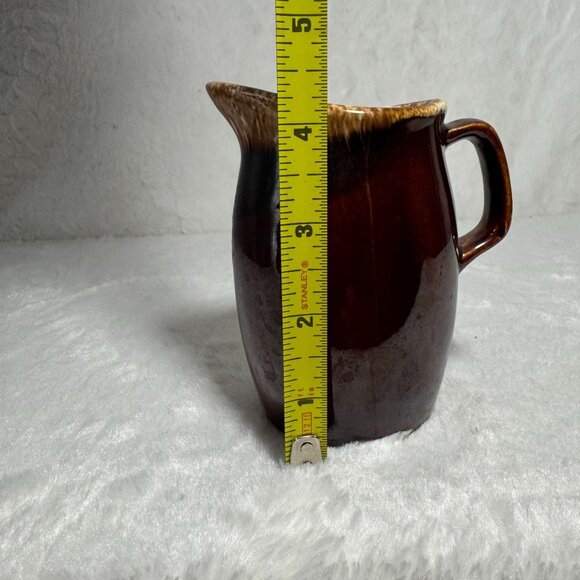 Vintage Brown Drip Glaze Stoneware Pitcher Curved Spout & Handle Oven Proof USA - Picture 5 of 6